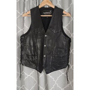 Unik Leather 38 Biker Vintage Classic Outdoor Lined Vest
